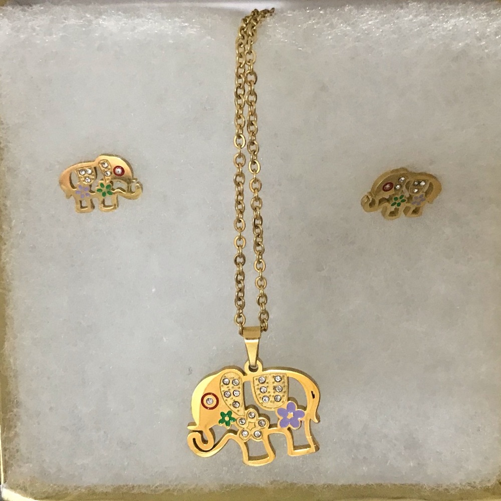 Nickel steel necklace set with earrings